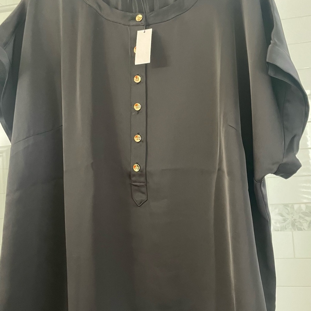 Talbots Black Petite Blouse with Subtle Texture
